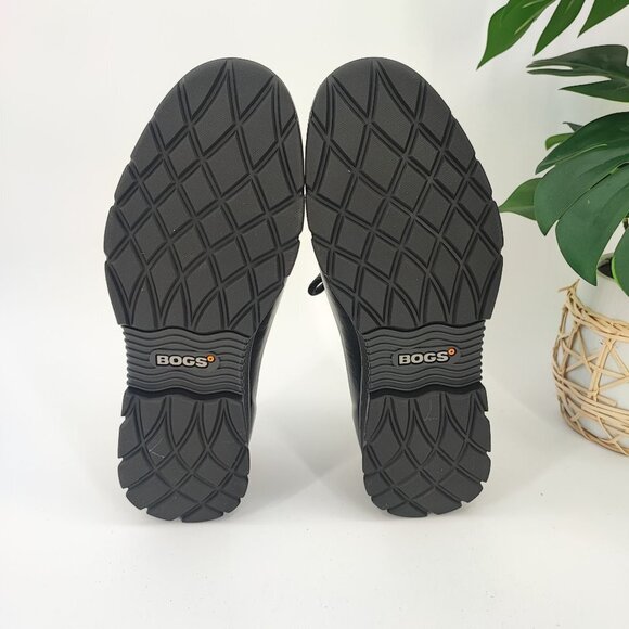 Bogs Women's Amanda Lace Up Short Black Rubber Waterproof Boots Size 7 - Picture 8 of 8